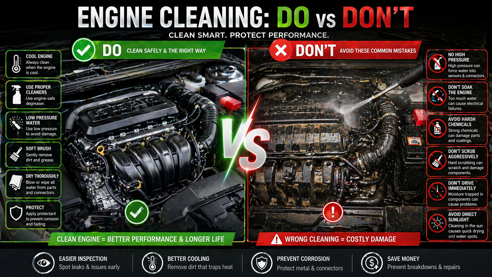 Engine Area Cleaning: What You Should and Shouldn’t Do
