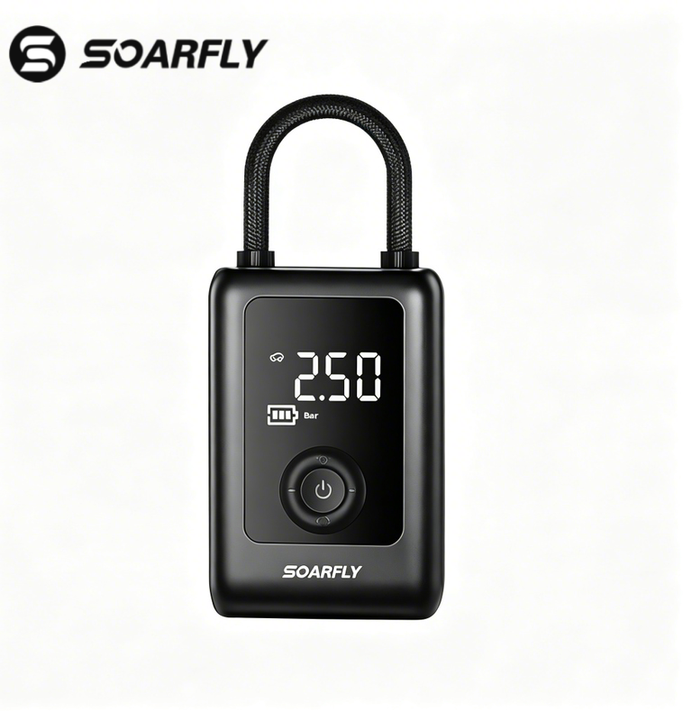 Compressor de ar portátil para carro SOARFLY 150PSI, bomba de ar elétrica portátil com luz LED e power bank